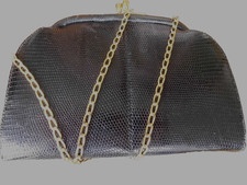 Vintage dickens & Jones small black lizard skin clutch/shoulder bag 