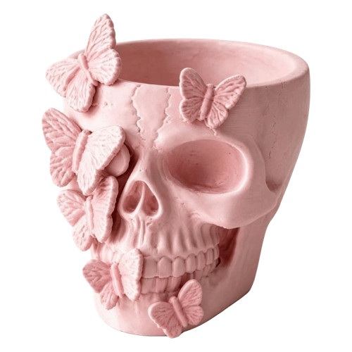 Butterfly skull planter - skull, 3d