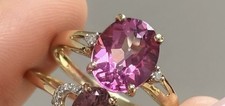 9ct Yellow Gold Pink Topaz & diamond Ring