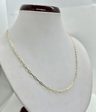 14K Solid Yellow Gold 2mm Paper Clip Chain Necklace Women’s  size 16"-30"