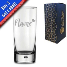 Personalised Engraved Bubble Hiball Glass Tumbler with Name and Heart Design