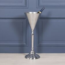 Floor Standing Polished Aluminium Metal Champagne Silver Wine Cooler Ice Bucket