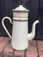 Lovely Vintage French Kitchen Tall Cream Enamel Coffee Pot Traditional cafetière