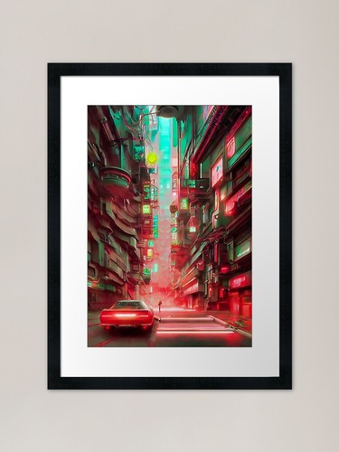 Neon city framed art print - city,