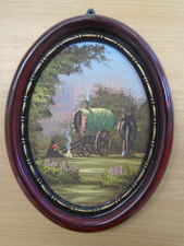 Vintage Hand Painted Gypsy Caravan Oil Painting by James Downie