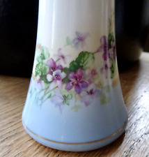 antique vintage hat pin stand holder vanity ceramic purple violet flower design