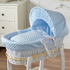 Baby Moses Basket - Blue Dimple / White Wicker | Bedding And Mattress