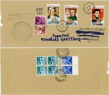ANTARCTIC BAT 1983 COMMERCIAL MAIL CHARGED POSTAGE DUES GARSTANG LANCS GB