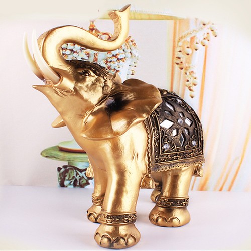 Golden elephant statue - golden,