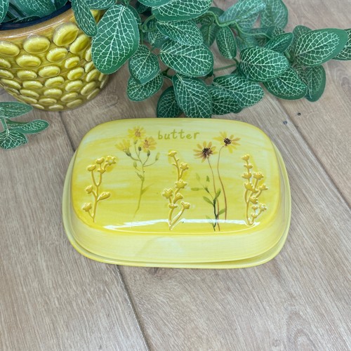 Yellow ceramic butter - yellow,