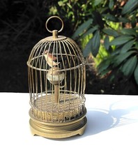 Antique Mechanical 1920’s 1930’s Singing Clockwork Bird Box Bird Cage