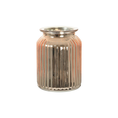 Glass pleated jar - pleated, silver