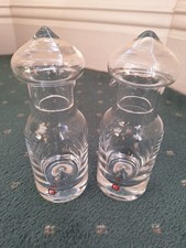 Dartington Glass Pair Of Oil & Vinegar Bottles Dimple Base.   Great condition 