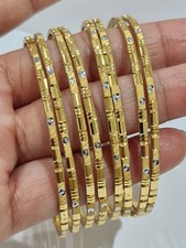 Indian Two Tone Gold Plated Bangles Set Size 2.8 Asian Bangles Bracelet 