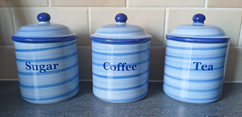 Blue white stripe ceramic - &,