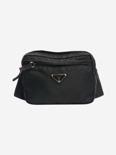 Prada black nylon belt bag - black,