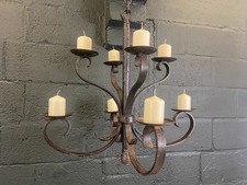 French Antique Wrought Iron Candle Chandelier