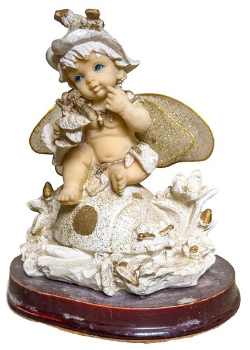 Fairy sitting ladybug - on,