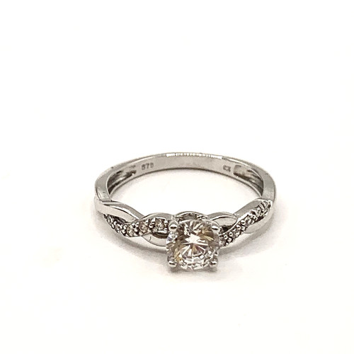 9ct gold ring wave shoulder - cz,