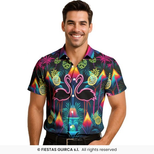 Neon flamingo shirt mens silly - neon,
