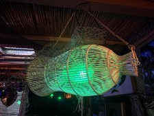 NEW Rattan Fish Trap Lamp  W/