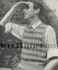 Knitting Pattern Men's Vintage 1940s Fair Isle Vest/Slip over/Tank Top/Pullover.