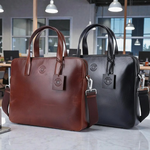 Men leather briefcase - men's,