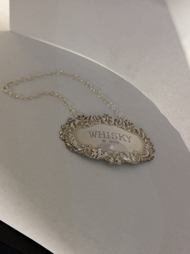 Solid silver decanter label - silver,