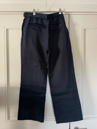 Linen navy trousers with - linen,