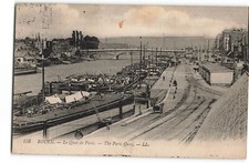 Rouen Quai de Paris barges riverside France LL 133 Postcard