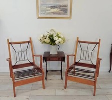 Pair Teak Armchairs Danish Moller Hovmand Style Vintage