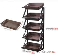 5 Tier Retail Display Rack Shelf Fruit＆Veg Standing Rack Storage Basket Stand