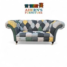 Beautiful Herringbone Mixed Wool Patchwork Chesterfield sofa FREE DELIVERY