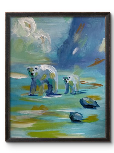 Polar bears 14x11 original - bears,