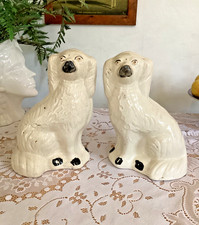 Pair of Large Antique Staffordshire Wally Dogs Hand Painted Mantelpiece Ornament