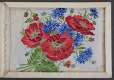 POPPY and CORNFLOWER Kensitas Wix 1933 Postcard Silk Flowers