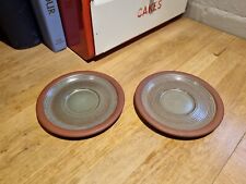 Vintage Staff Potteries Ltd Kiln Craft Tableware Brown 6" Saucers Plate 2 pair