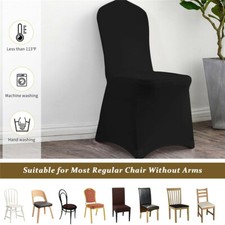 50/100PCS Black Polyester Spandex Chair Covers for Wedding Party Dining Banquet