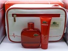 Lacoste EAU DE LACOSTE L.12.12 ROUGE Gift Set 100ml EDT Spray + 50ml S/Gel + Bag