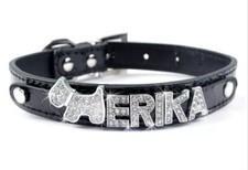 Personalised Dog Collar Leather Cat Pet Name Charms Puppy UK Tag Customised Lead