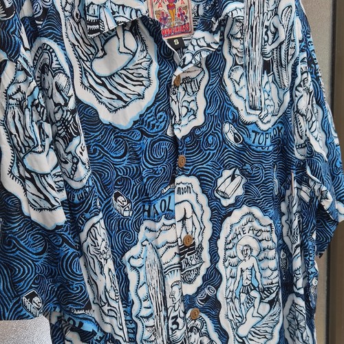 New blue hawaiian patterned - new,