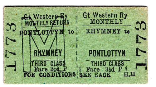 Railway ticket w - railway, g.w.r