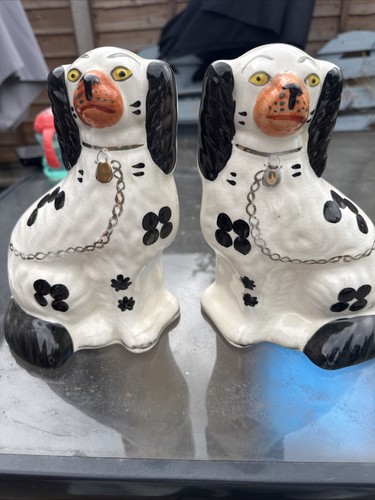 Pair vintage ceramic dogs - ceramic,