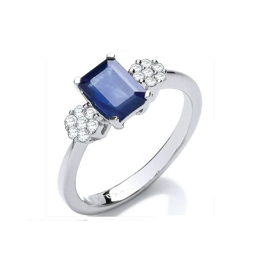 Real emerald cut sapphire and - sapphire,