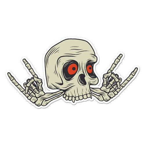 Devil horns skull sticker - horns,