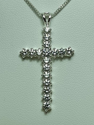 Silver crucifix pendant - silver, cz