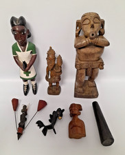 7 X African Art Figures, People, Horses, Wood & Metal