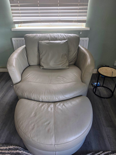 Dfs grey leather armchair - dfs, &