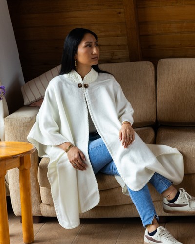 Handwoven baby alpaca ruana - handwoven,
