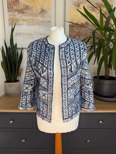 Zara blue white embroidered - blue,